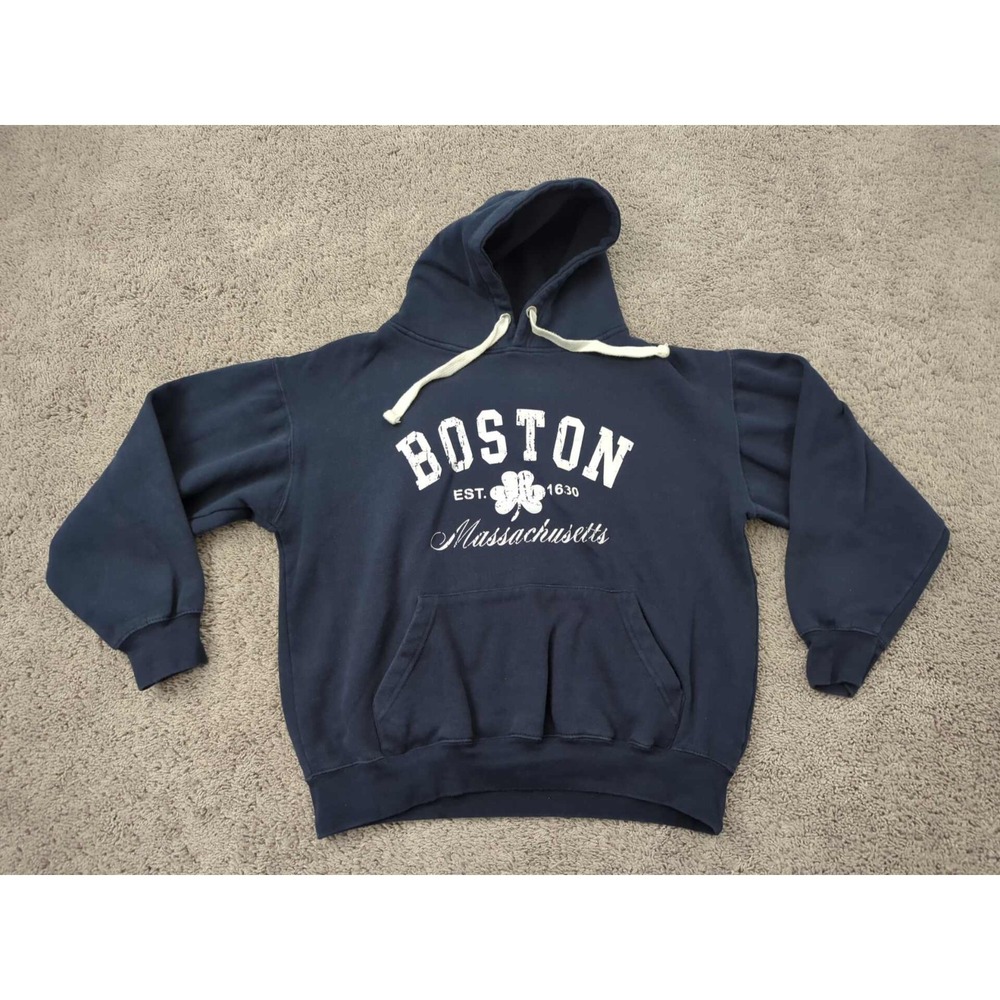 Boston Massachusetts Hoodie Womens L‎ Oversized Bay State Gear Navy Souvenir